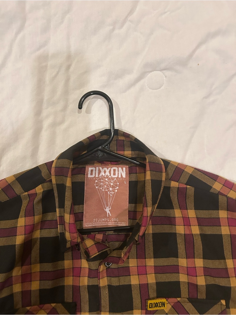 DIXXON Men's Black Plaid Button-Down Shirt with Yellow & Burgundy - Picture 2 of 3
